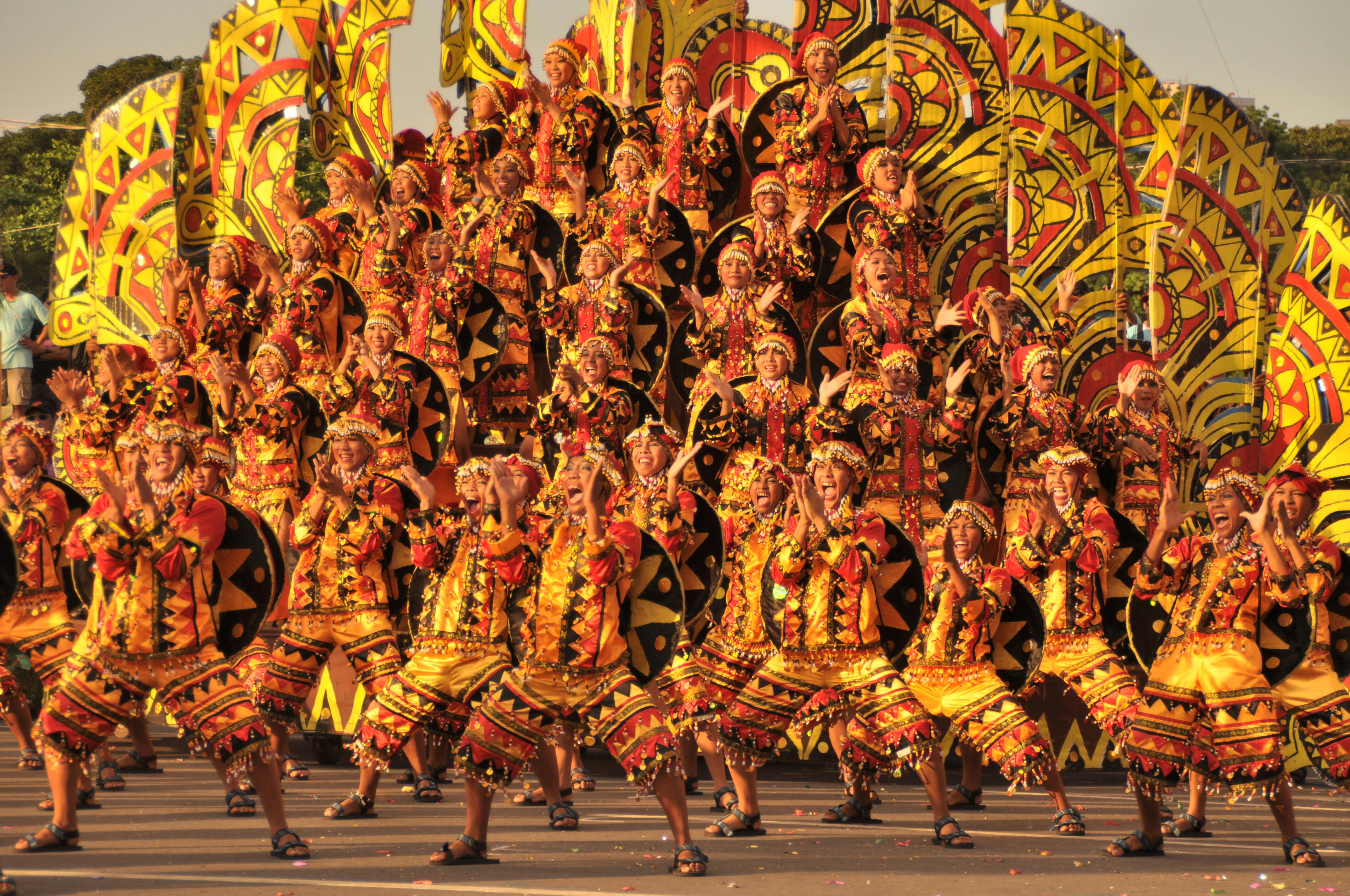 Filipino festival dancers performing